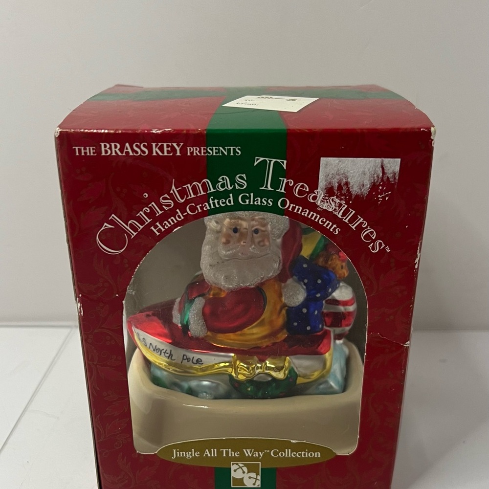 VTG. BRASS KEY Christmas Treasures Ornaments Jingle All The Way Nautical Santa